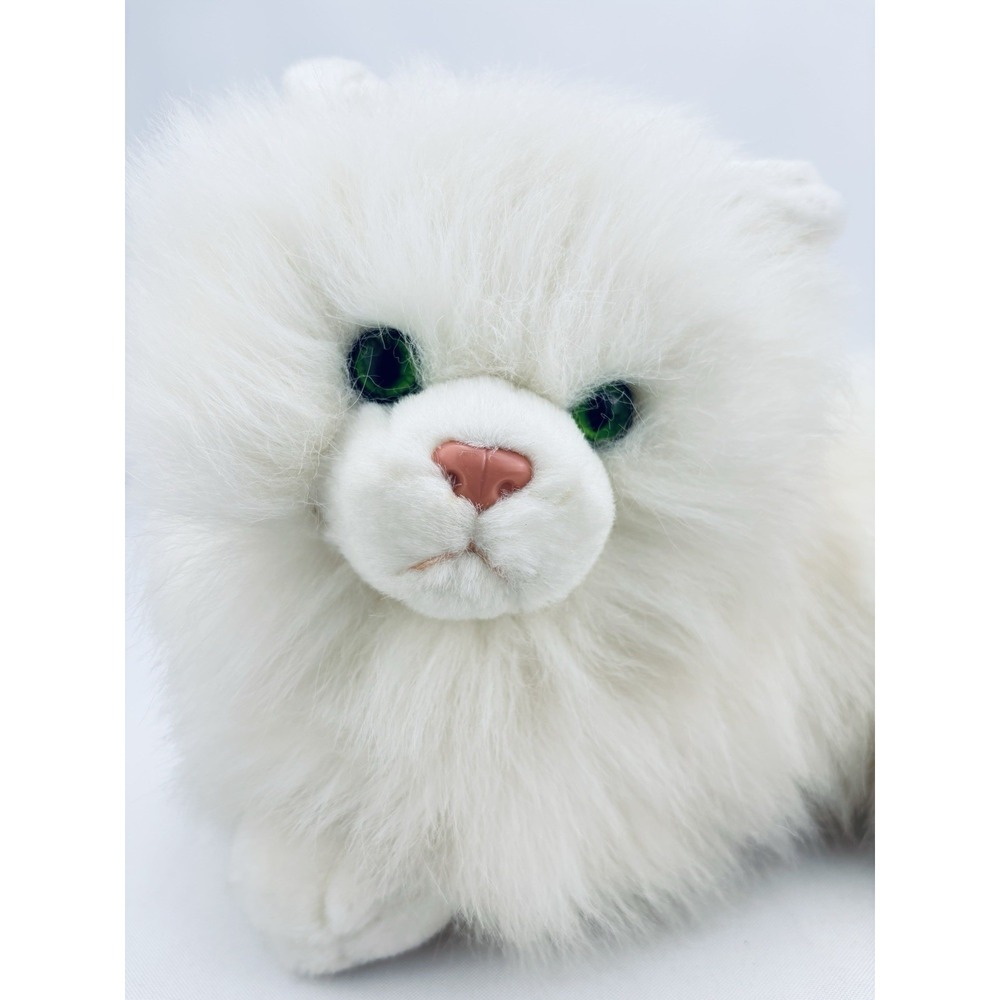 Vintage Russ Berrie NIKKI White Persian Cat Plush Green Eyes Item 460 Fluffy 90s